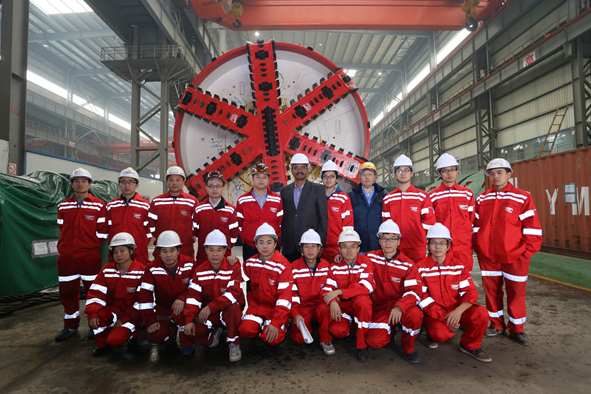 Engineers with the new Tunnel Boring Machine