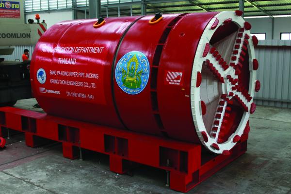 Microtunneling Tunnel Boring Machine ready to cross Bang PaKong River in Bangkok